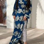 Flared Sleeves Floral Printed Split-side Evening Dresses Maxi Dresses