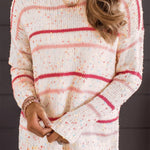 Pink Striped Confetti Drop Sleeve Knit Sweater