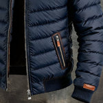 Oskar | Navy Quilted Jacket Featuring Leather Accents
