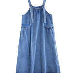 A-Line Loose Pleated Pockets Split-Joint Spaghetti-Neck Maxi Dresses Suspender Dress