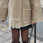 Scarf-Neckline Felt Woolen Coat