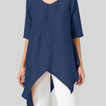 Zeagoo Zeagoo Round Neck Half Sleeve Top T Shirt With Pockets Irregular Length Top