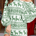 Long Sleeves Puff Sleeves Animal Printed Contrast Color Flower Print One-Shoulder Mini Dresses