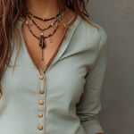 Vintage Washed Henley Collar Denim Blouse