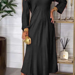 Solid Color V-neck Long-sleeved Loose Draped Maxi Dress