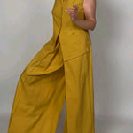 Sleeveless Buttoned Solid Color Lapel Vest Top