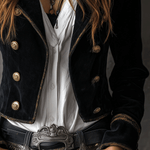 Retro Black Velvet Military Gold Button Detailing Blazer