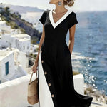 Women'S Casual Color-Block Patchwork Dress