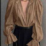 Elegant Loose Dots Puff Sleeves Shirt