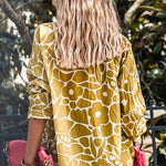 Ginger Abstract Floral Print V Neck Blouse