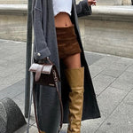 Warm Harvest Knit Button Detail Belted Duster Maxi Cardigan