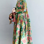 National Style Flower Printed Long Dress