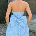 Sexy fashion jacquard tube top bow short dress