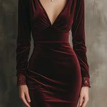 Quietly Luxurious And Elegant Lace Velvet Midi Dress