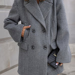 Fashion Stripe Print Lapel Pocket Coat