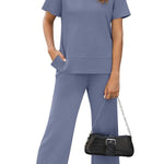 Women's Fashion Comfy Wide Leg 2 Piece Lounge Set