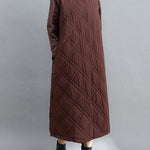 Simple Split-Joint High-Neck H-Line Quilted Midi Dress