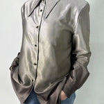 Long Sleeves Buttoned Gradient Lapel Blouses&Shirts Tops