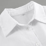 High Waisted Long Sleeves Buttoned Pleated Solid Color Lapel Mini Dresses Shirt Dress