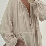 Casual Lace-Up Loose Cotton Linen Dress