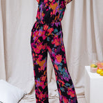 Nicola Watercolor Splash Ink Printed Elastic Waist Pocketed Jumpsuit