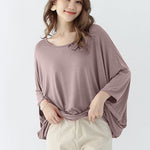 Vintage Loose Round-Neck Batwing Sleeves Shirts
