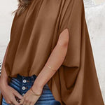 Dolman Sleeve Stand Collar Loose Casual Shirt