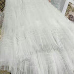 Elegant Mood Tulle Pleated Ruffle Elastic Waist Tiered Midi Skirt