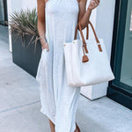 Off-Shoulder Casual Comfort Halter Neck Long Pocket Dress