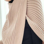 Loose Asymmetric Solid Color Split-Joint High Neck Sweater Tops