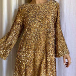 Dance All Night Sequin Back Tie Up Bow Loose Mini Dress