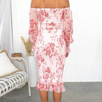 Shine Bright Floral Off Shoulder Smocked Waist Midi Dress
