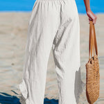 Women's High-Waist Pleated Irregular Hem Cotton And Linen Loose Casual Pants
