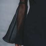 Elegant Sheer-Sleeve Mini Dress With Flared Cuffs