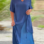 Women's Country Style V Neck Short Sleeve Irregular Hem Dress