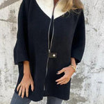 Fashionable Casual Stand Collar Zippered Loose Jacket