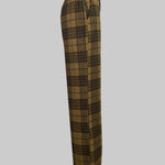 High Waisted Loose Plaid Split-Joint Pants Trousers