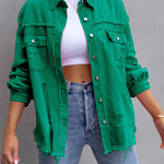 Long Sleeves Loose Fringed Pockets Lapel Outerwear