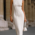 Timeless Cable-Knit Halter Maxi Dress