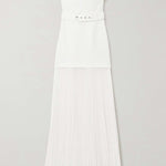 Sleeveless Wrap Belted Pleated See-Through Solid Color Split-Joint Zipper Tube Evening Dresses Maxi Dresses