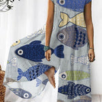 Cute Blue Animal Print Jumpsuit