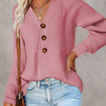 🧹Women'S Solid Color Casual V-Neck Pullover Sweater