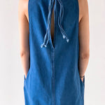 A-Line Loose Pockets Solid Color Tied Round-Neck Maxi Dresses