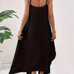 Loose Sleeveless Asymmetric Solid Color Spaghetti-Neck Maxi Dresses
