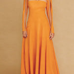 A-Line Long Sleeves Split-Joint High Neck Maxi Dresses