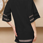 A-Line Half Sleeves Mesh Solid Color Split-Joint Round-Neck Mini Dresses