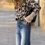 Sweet and Cool Leopard Print Lace Collar Button Sleeve Cardigan