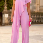 Fashion Diary Ruffle Design One Shoulder Formal Jumpsuit