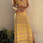 Margovil V Neck Cut Out Side Split Tie Dye Maxi Dress