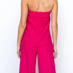 Chic Strapless Tube Top and Pocketed Wide Leg Pants Set